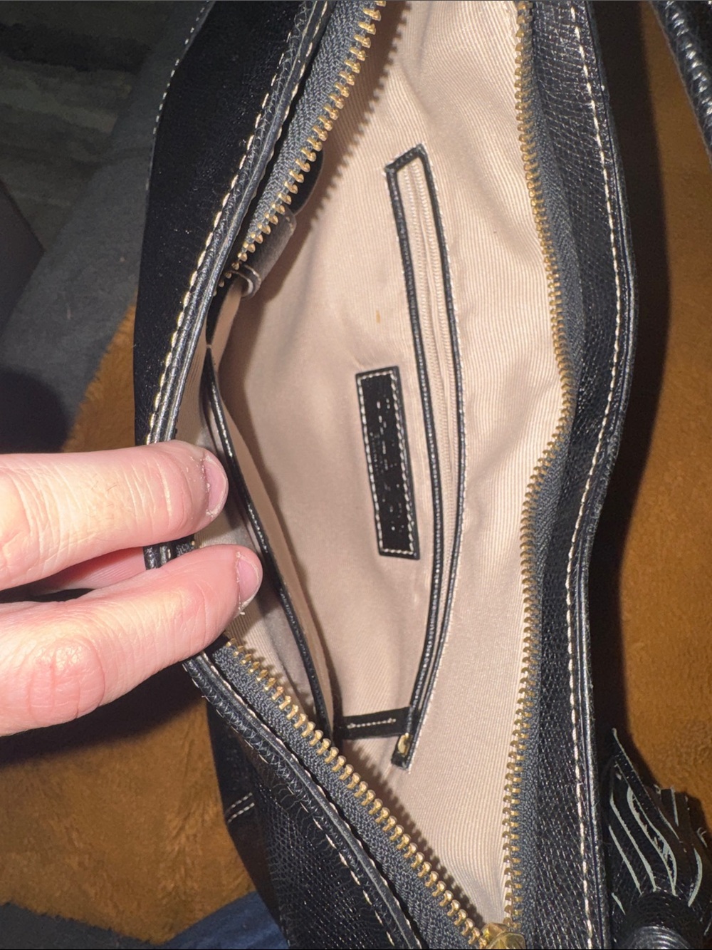 Talbots Black Leather Shoulder Bag with Tassels - Picture 4 of 5